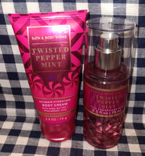 2 Piece NEW Twisted Peppermint Body Cream  Mist TRAVEL Set Bath  Body Works