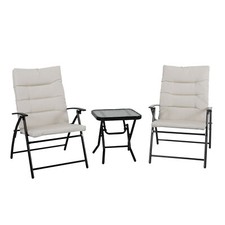 VENTURA Sitzgruppe 3-tlg. Camping-Möbel Balkon-Set klappbar Metall Bistro Set
