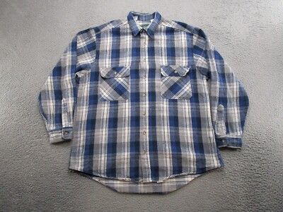 Vintage 90s Gander Mountain Button Up Blue Plaid Flannel Shirt Mens Size XL Tall