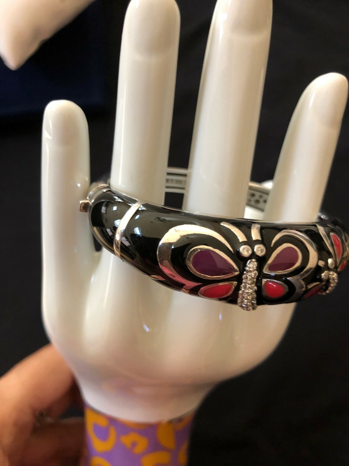 STERLING SILVER ENAMEL BANGLE - image 9