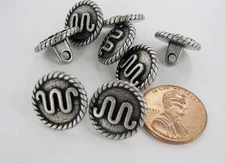 8 PIECES KING RANCH SYMBOL Buttons / Western Sign / Silver / Pewter Single Loop