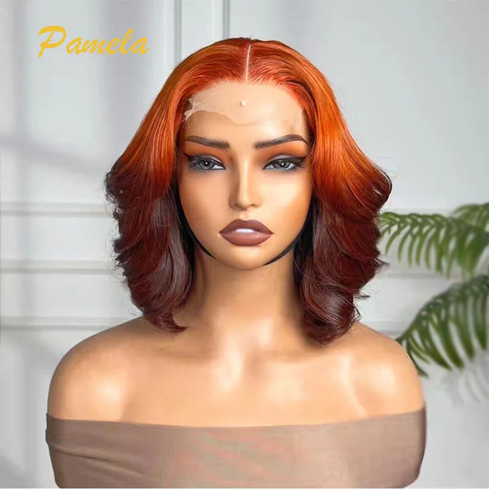 Ginger Orange Loose Wave Lace Front Wig HD Transparent Reddish Brown Human Hair