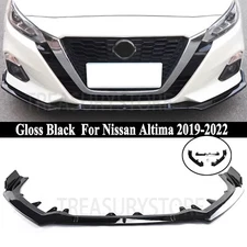 For Nissan Altima 19-2022 V Style Glossy Black Front Bumper Lip Splitter Spoiler