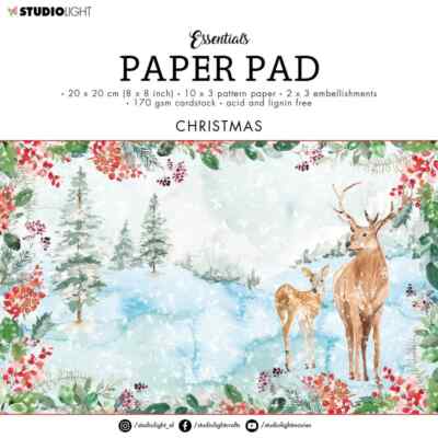 Studio Light Paper Pad Christmas Bastel Block II Weihnachten 20x20 cm 36 T