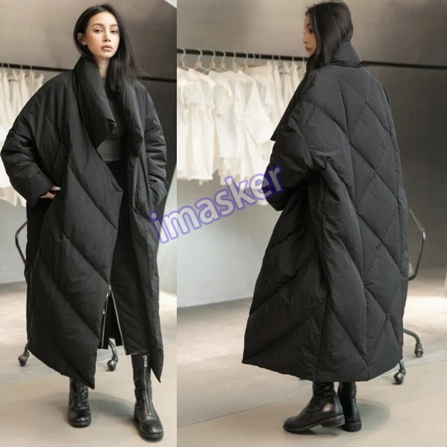 Moda Invierno Gran Tamaño Cálido Abrigo de Plumón de Pato Mujer Largo Chaqueta Parka Capa Foto 2 de 4