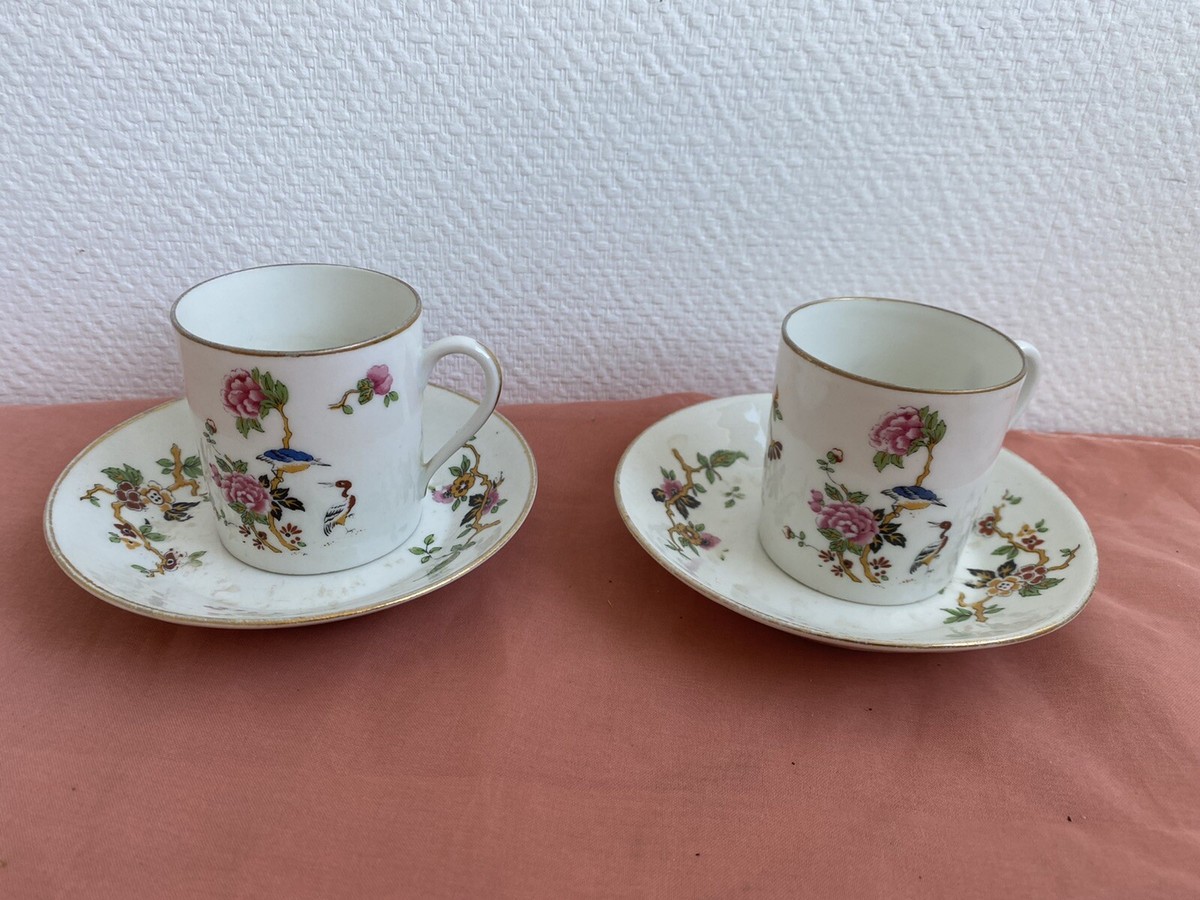 Lot De 2 Grandes Tasses & Soucoupes En Porcelaine - Début 20ème Siècle, État Correct