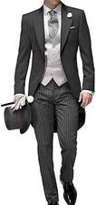 Men's 3 Piece Tailcoat Slim Fit Suit Dinner Jacket Coat Wedding Prom Suit