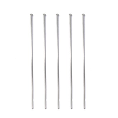 100 Stck. Edelstahl Kopf Stift Zubehör 50 mm lang Flachkopf für Ohrring