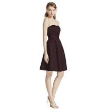 David's Bridal 4 Cotton Sateen Short Strapless Ruched Dress Truffle Fit & Flare