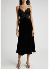 NWT $275 FARM Rio Richelieu Velvet Slipdress in BLACK - size Medium!