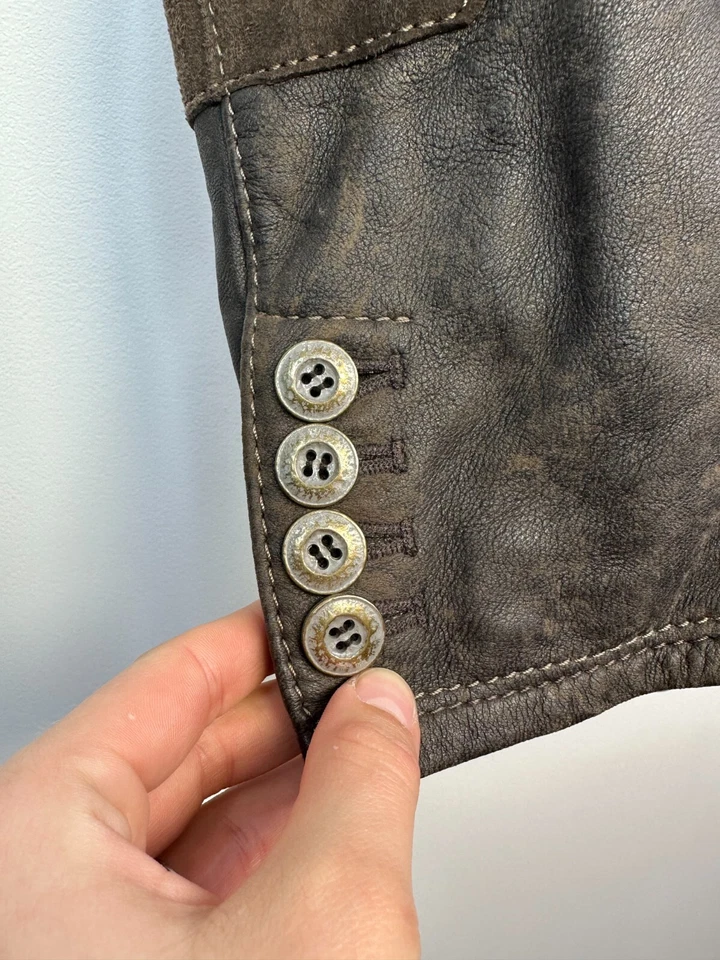 Gimos  Leather Jacket Mens SIZE M 40 Western Collared Button Up - Image 2 of 4