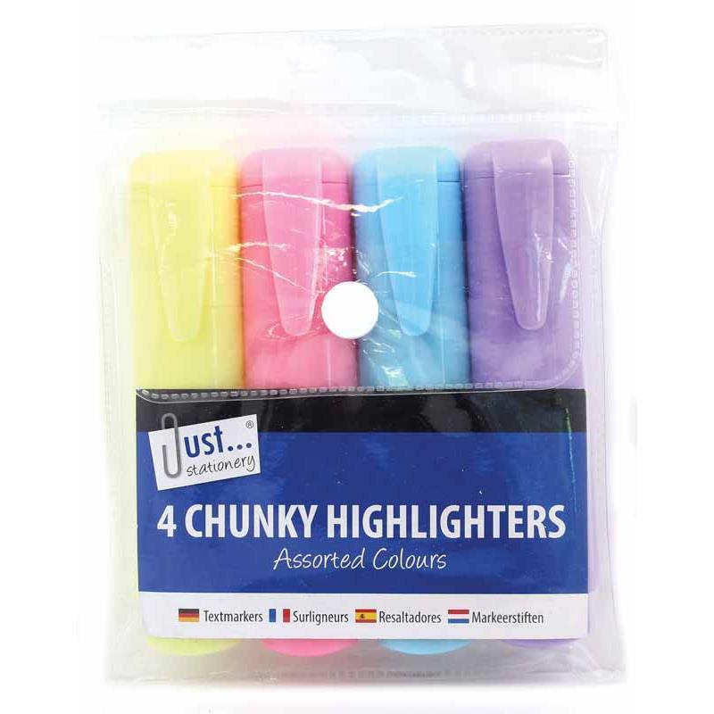 Chunky Pastel Highlighters - Bright Colours Fun Creative Thick 4 Pack Pens-image