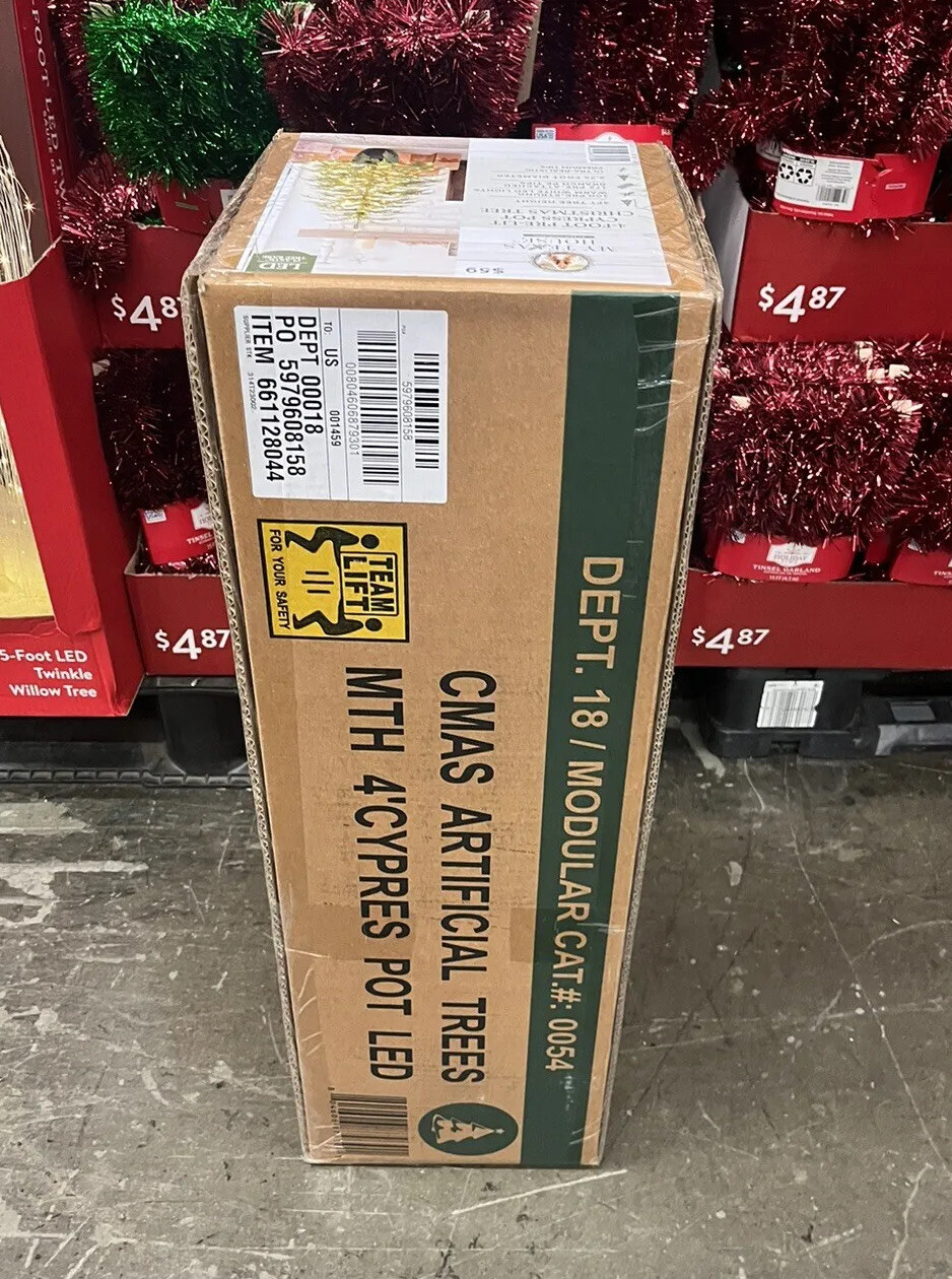 My Texas House Potted 4 Foot PreLit Cypress Christmas Tree 100 LED