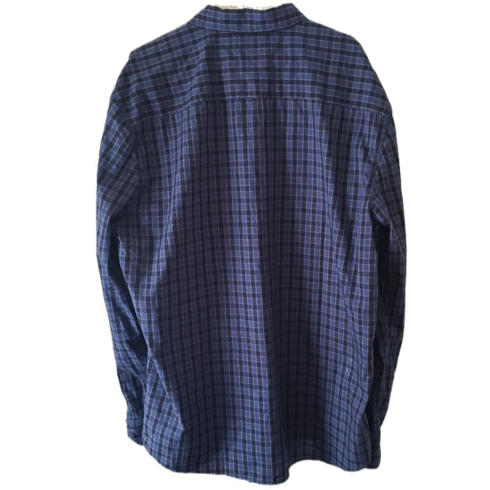 Camisa Michael Brandon Calce Moderno Para Hombre Azul Marino A Cuadros Manga Larga Con Botones Foto 3 de 4