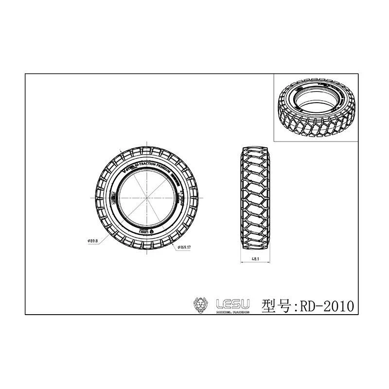 1 Pair Tire for LESU 1/16 AOUE R100E RC Ming Car Dump Wheels DIY Tamiye Vehicles - Image 4 of 4