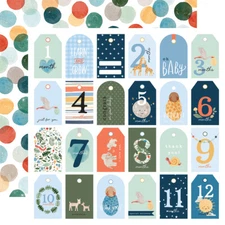 2 Sheets Echo Park Paper WELCOME BABY BOY 12x12 Cardstock - Boy Tags