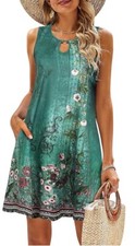 Simple Summer With Pockets Dress Green Size L. New