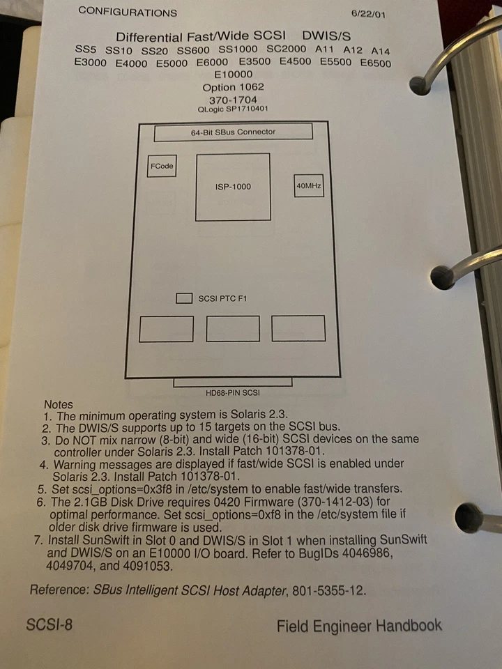 Sun 370-1704 Differential Wide SCSI-2 SBUS Card X1062A DWIS/S Tested Working - Image 4 of 4