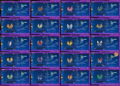 Vivillon Shiny/ non Shiny 6IV alle Formen Set Bundle Pokemon Karmesin und Purpur