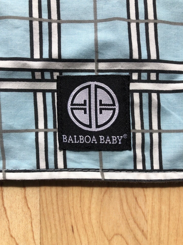 Balboa Asiento de Coche Bebé Canopy Cubierta Universal Manta Reversible Azul Cuadros Foto 2 de 4