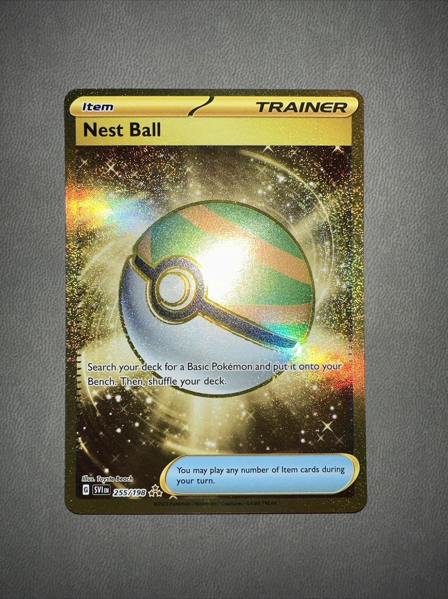 golden nest ball pokemon card scarlet and violet Pokémon TCG Nest Ball Scarlet & Violet Base Set 255/198 Holo Hyper Rare