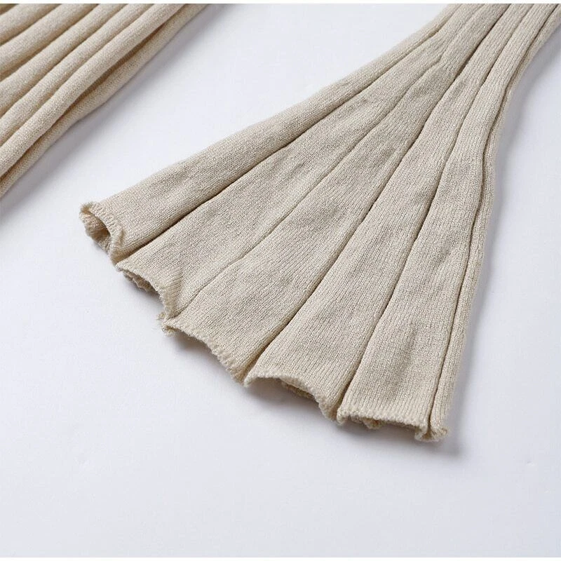 OFF WHITE Abito donna casual scollo a V lavorato a maglia autunno elegante manica lunga bodycon dress