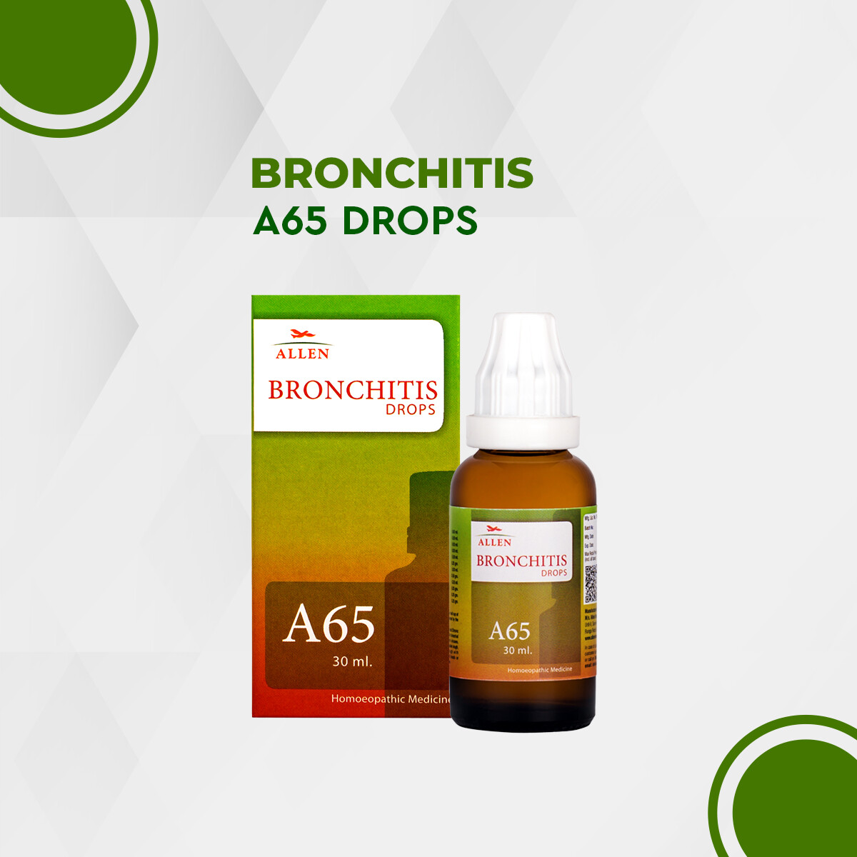 Allen A65 Bronchitis Drops (30ml) For Dry Spasmodic Cough, Sore Throat ...