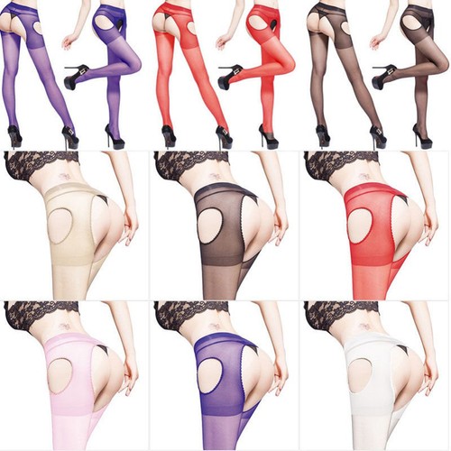 Women Sexy Pantyhose Tights Suspender Crutchless Sheer Open Crotch Stockings - Zdjęcie 1 z 12