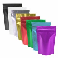 100 New Stand Up Mylar QuickQlick  Resealable Bags Zip Multiple Colors and Sizes