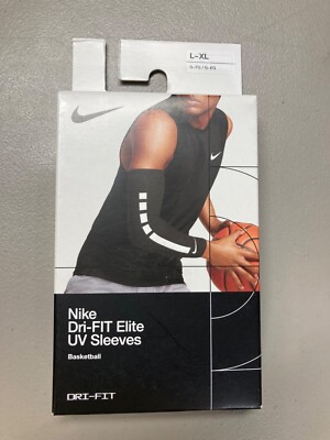 Nike Pro Elite UV Basketball Sleeves 1 Pair Size L - XL Black White 2044 027