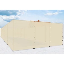 Beige 6' Outdoor Fence Windscreen Privacy Screen Garden Pool w/ Stainless Pole