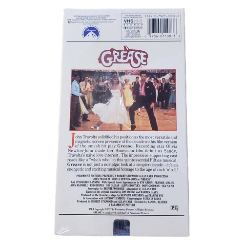 Grease Factory Sealed VHS 1977 John Travolta Olivia Newton John Romance Classic - Picture 2 of 11
