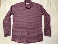 Eton Shirt Mens XL 17 Pink Check Fine Twill Dress Long Sleeve Contemporary