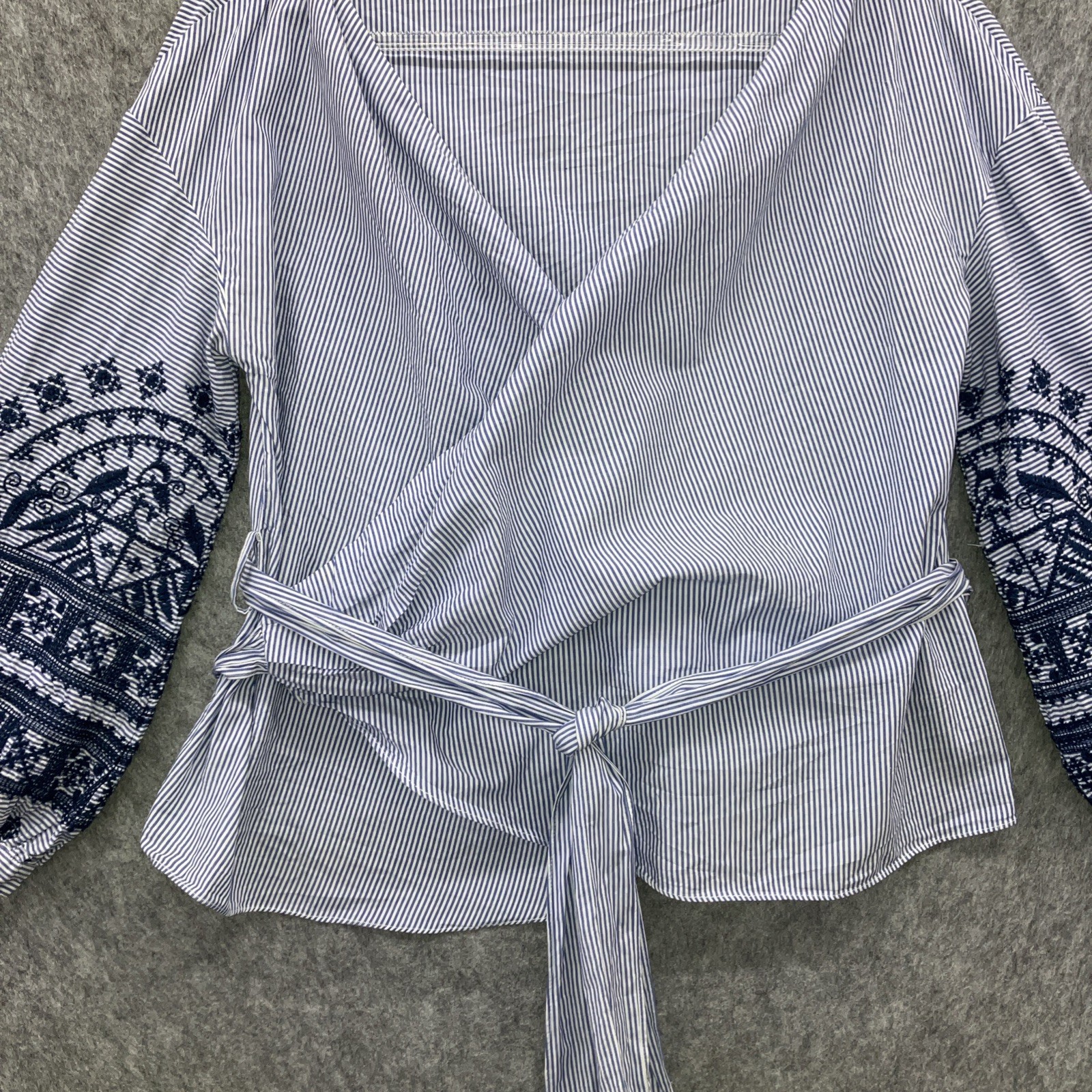 Zara Basic Embroidered Wrap Peasant Top Womens La… - image 5