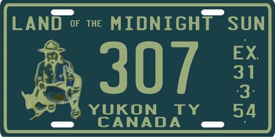 Yukon Territory 1954 replica metal Canadian License Plate