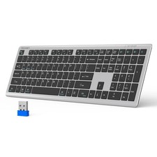 TECKNET Bluetooth Keyboard Rechargeable 4-Device Free Switching 2.4G BT Slim
