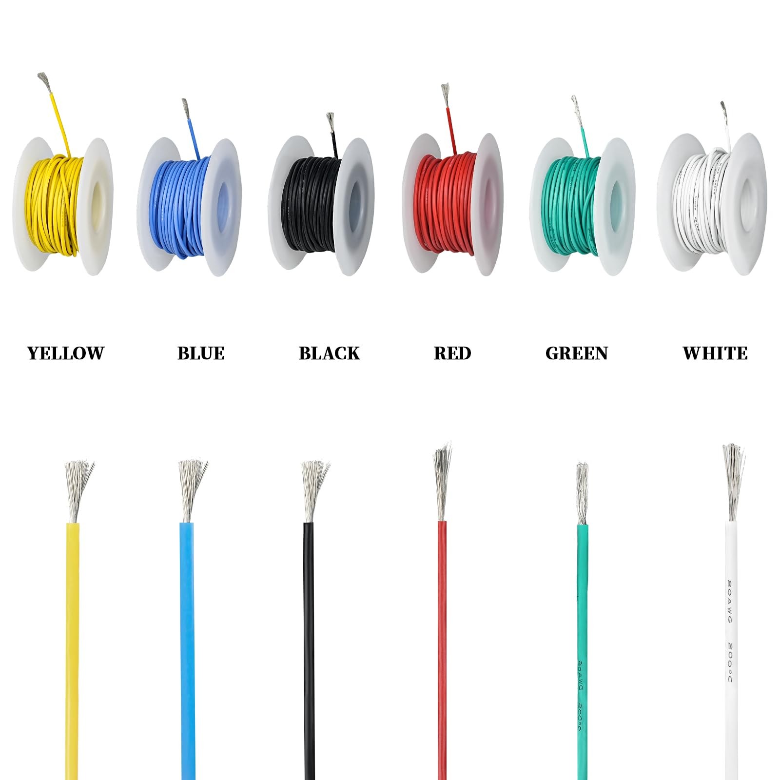 Goobetter 18 AWG Core Wire 32.8ft Each 6 Colors, 18 Gauge Electronic Tinned C...