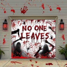 Halloween Garage Door Cover - 7 x 8 Ft Scary Party Decorations  Haunted Bann