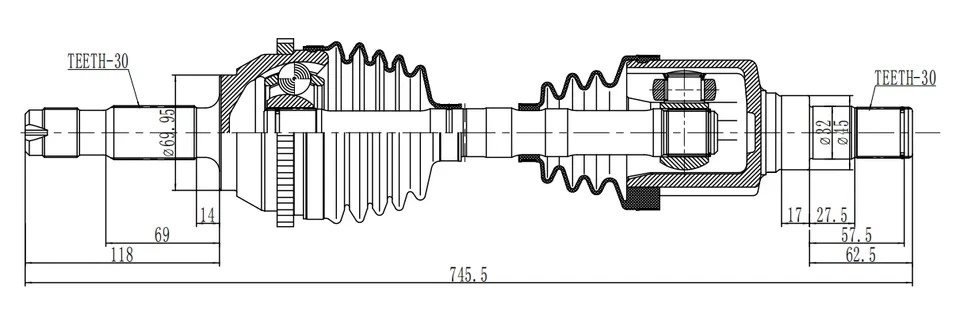 Eje delantero izquierdo CV LDV C00079278 8194300007 para furgoneta autobús MAXUS V80 EV80 - Imagen 2 de 2