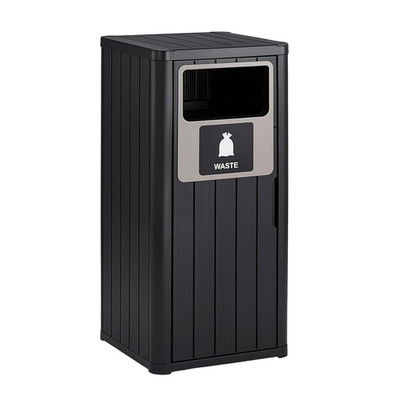 VINGLI 21 Gallon Outdoor Trash Can with Front Throw Opening, Black