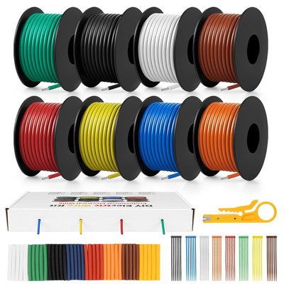 18AWG 0,75 Mm² Silikon Elektrokabel Set in 8 Farben (Je Farbe 6,1 M / 20 Fuß); F