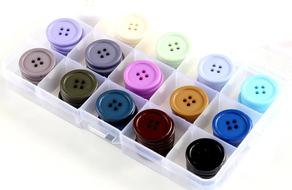 Craft-Ready 90 PCS Assorted Buttons 1" in 15 Colors - Perfect for Sewing - image 4 of 4