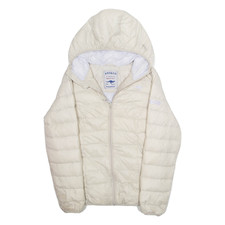 KANGOL Womens Puffer Jacket Cream Hooded M