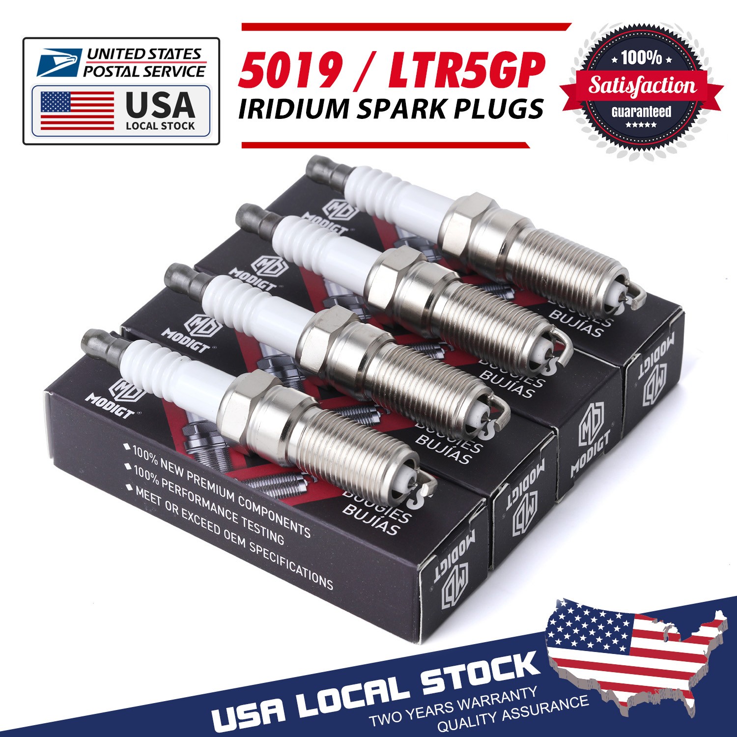 Set of 4 Fit NGK 5019 Spark Plug - Modigt Iridium Allow LTR5GP OEM Quality NEW