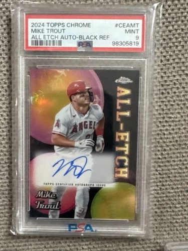 2024 Topps Chrome - All-Etch On Card Auto Mike Trout PSA 9 - Black Refractor /10