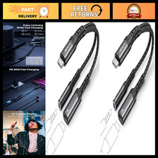 JSAUX USB C to 3.5mm Headphone and Charger Adapter,2-in-1 USB C to Aux Audio Ada