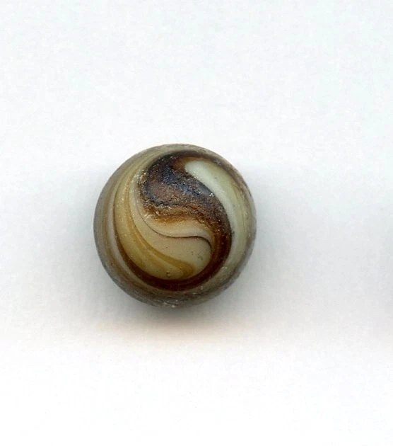 2 VERY SMALL GLASS BALL buttons--WAISTCOAT?--BROWN--COFFEE SWIRLS--7/16" - Image 2 of 4