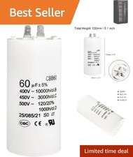 Compact 60uF Run Capacitor 450V AC - Ideal for Air Compressor Applications