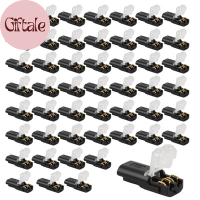50 Pcs Double Wire Plug in Connector, 2 Pin Low Voltage LED Light Strip Connecto