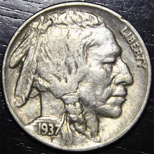 1937 P Buffalo Nickel 5c US Coin Philadelphia mint